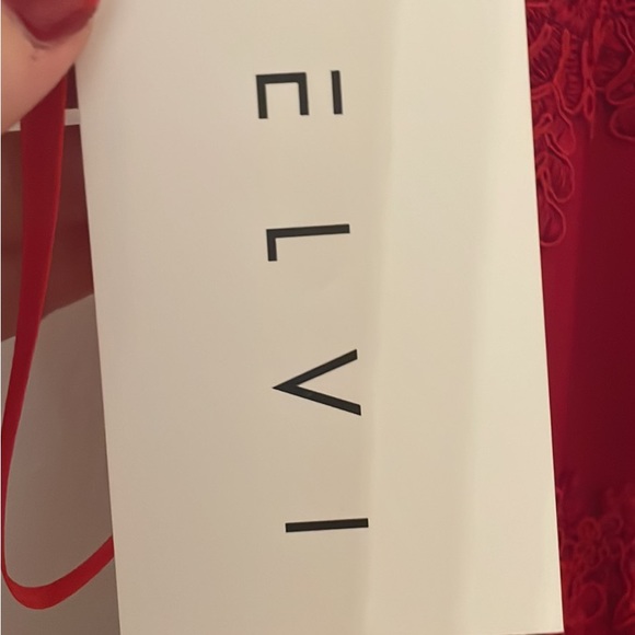 Brand New, Never Work and stunning red gown with lace appliqué! - Picture 4 of 7